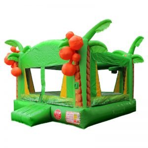 Front view of a green and yellow Tropical inflatable.