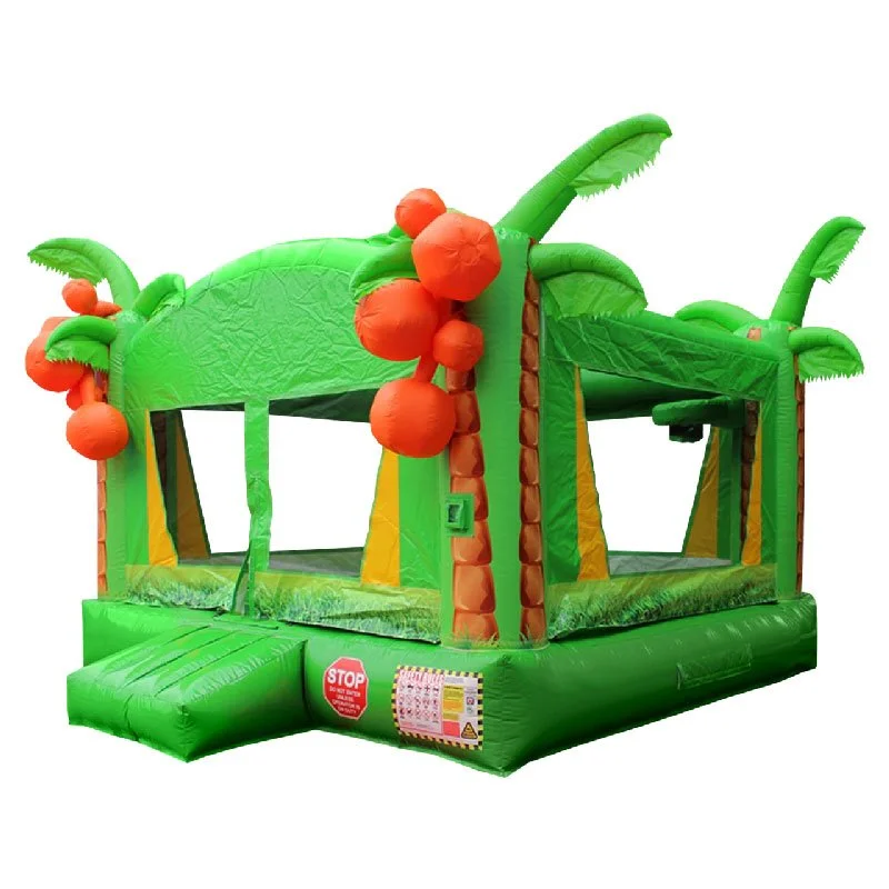 Front view of a green and yellow Tropical inflatable.