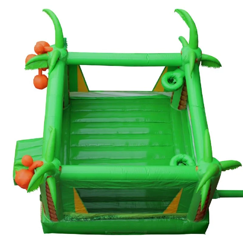 Birds eye view of a green and yellow Tropical inflatable.