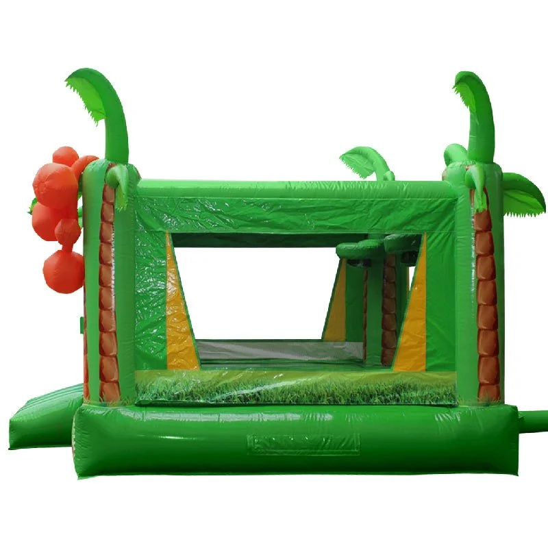 Side view of a green and yellow Tropical inflatable.