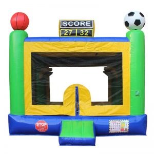 Yellow green and blue Sports bounce house.