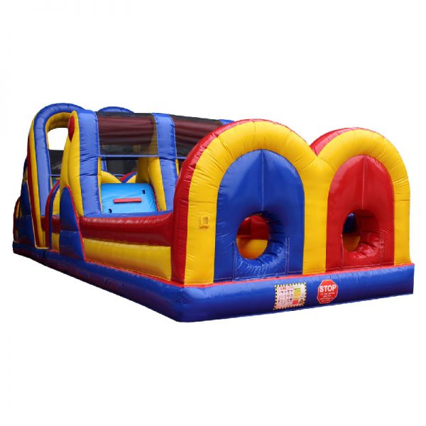 Yellow, blue and red Inflatable Obstacle Course.