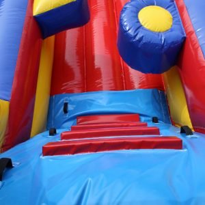 Climbing wall and obstacle closeups of an Inflatable Obstacle Course.