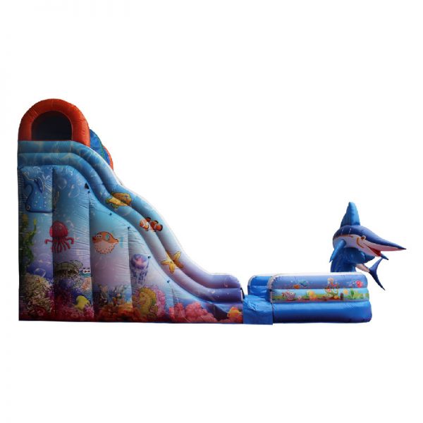 Inflatable water slide side view.