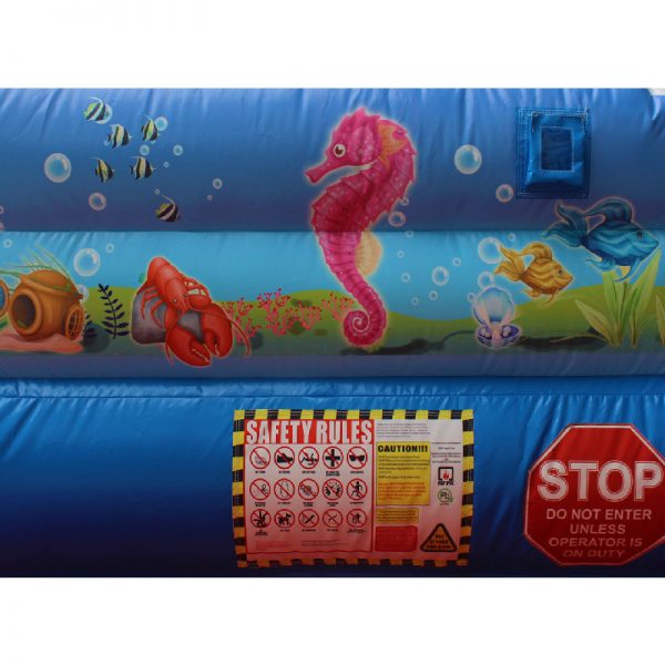 Water slide safety rules and a stop sign.
