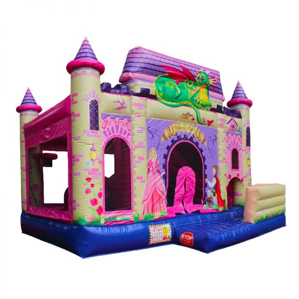 Perspective view of a Princess themed inflatable.